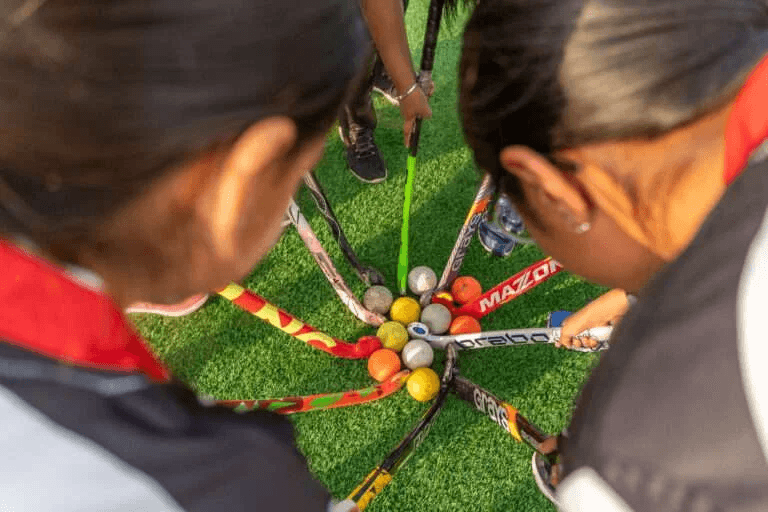 Wolverines Field Hockey Sticks In A Circle