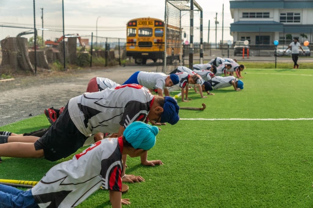 Team outdoor fitness conditioning